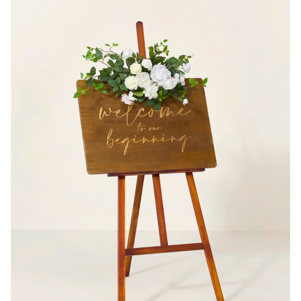 Flower Sign Decor - White and Sage